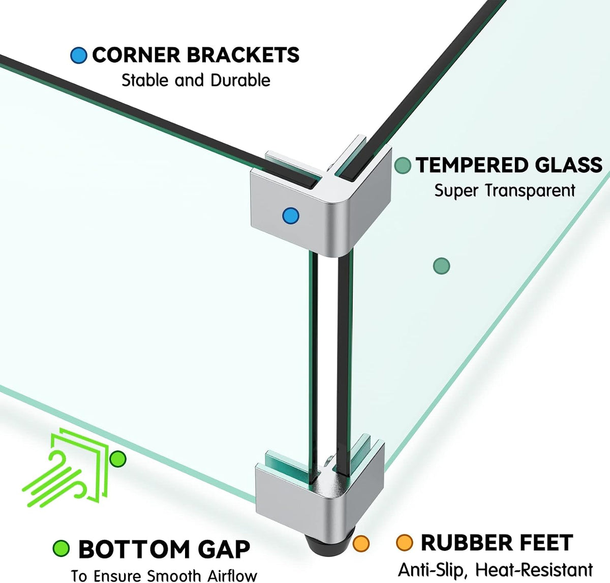 Skyflame 42" X 18" Rectangular Fire Pit Glass Wind Guard