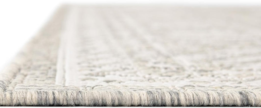 Rugs.com - Outdoor Aztec Rug – 2' x 3' 1 Light Gray Indoor/Outdoor Rug – Weather Resistant Flatweave for Patios, Decks, and Porches