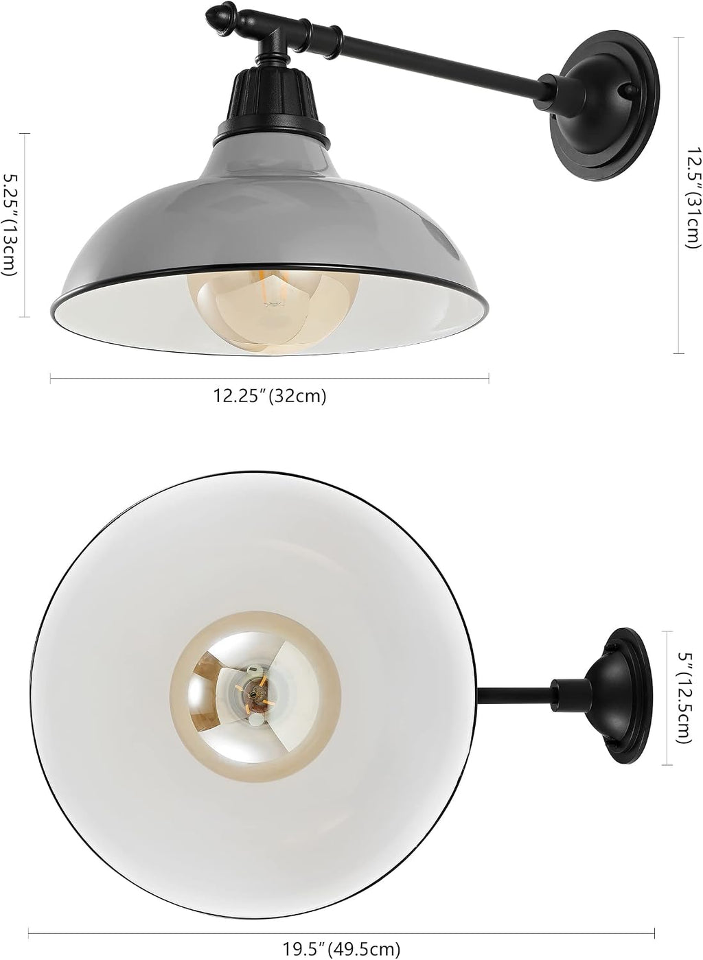JONATHAN Y Wallace 1-Light Outdoor 12.25" Wall Sconce, Gray/Black
