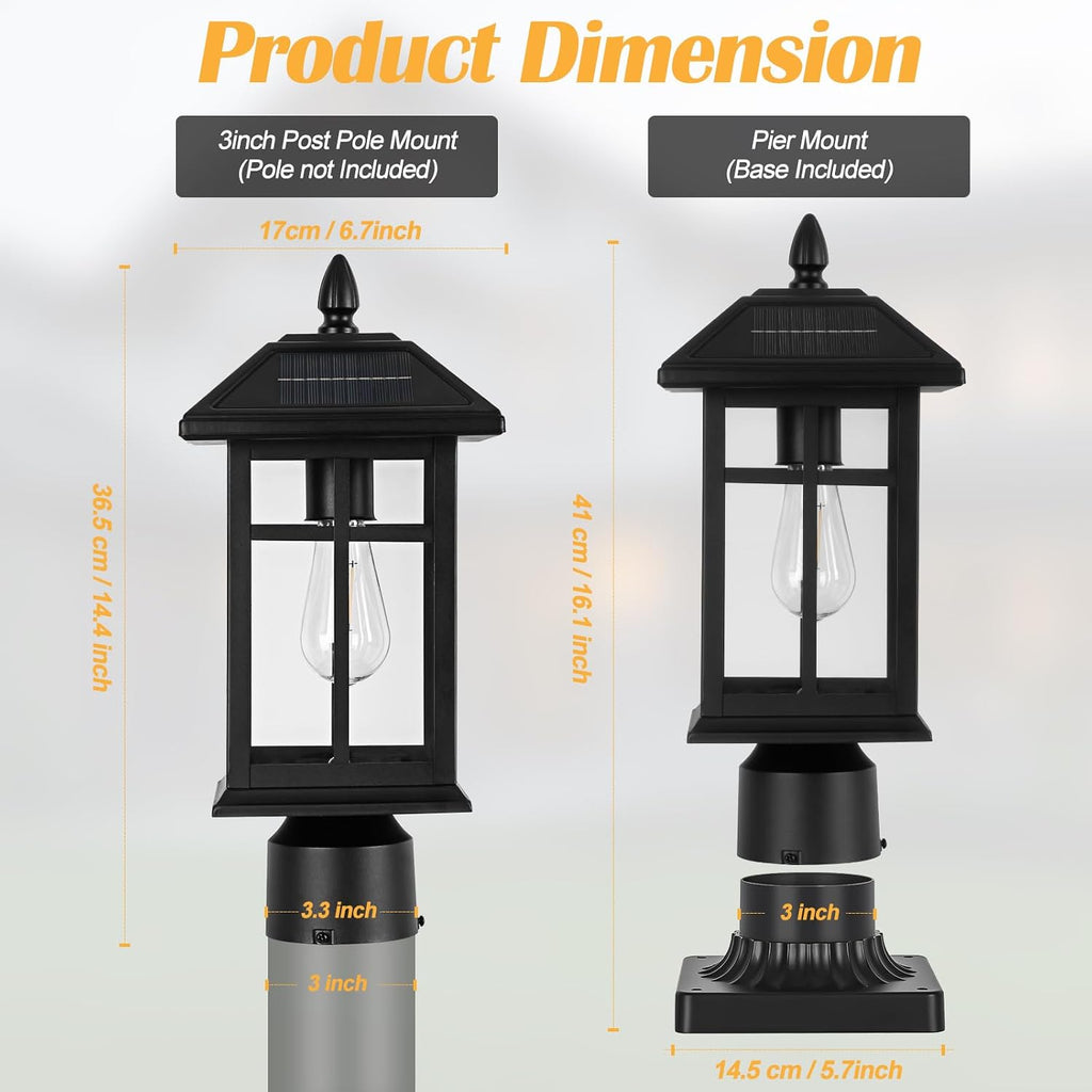 Brilvibera Solar Post Lights 2 Pack Outdoor Lamp Post Solar Light
