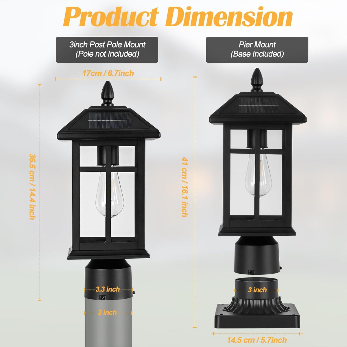 Brilvibera Solar Post Lights 2 Pack Outdoor Lamp Post Solar Light