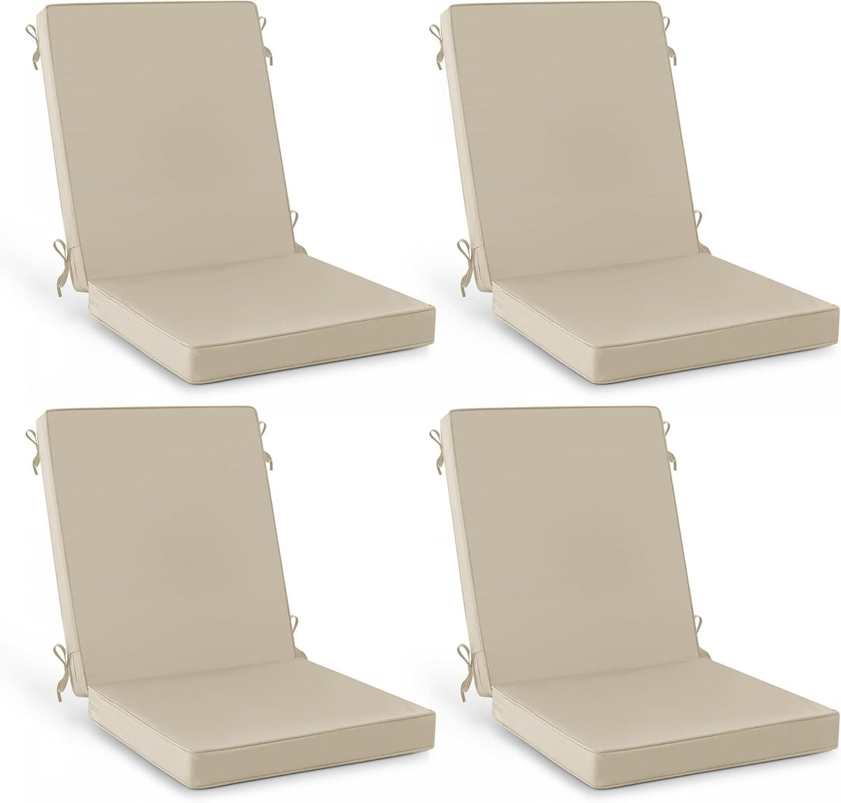 Summsun Outdoor Dining Chair Cushions 4-Pack, 20 x 20 Inch, Cream