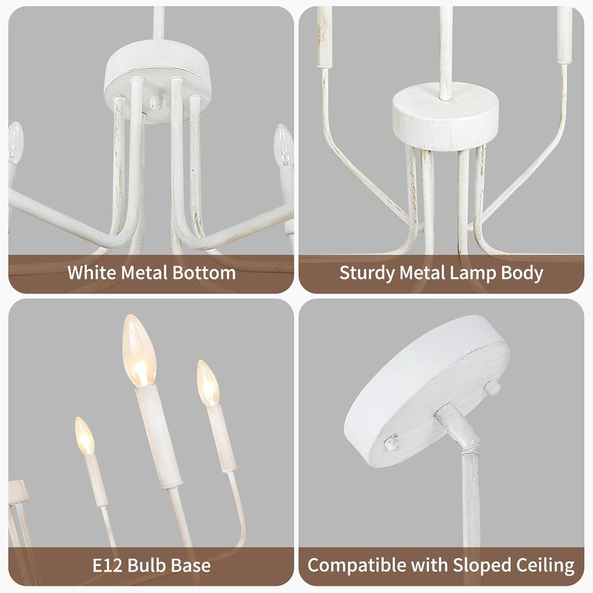 6 light french country chandelier, 28.74" white dining showing dimensions