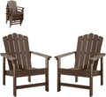 HDPE Stackable Adirondack Chairs Set of 2, Brown