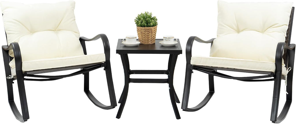 Kozyard 3 Piece Outdoor Rocking Chairs Patio Bistro Set