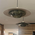 TeHenoo Modern Pendant Light, Light Brown Shade, Deep Green Glass