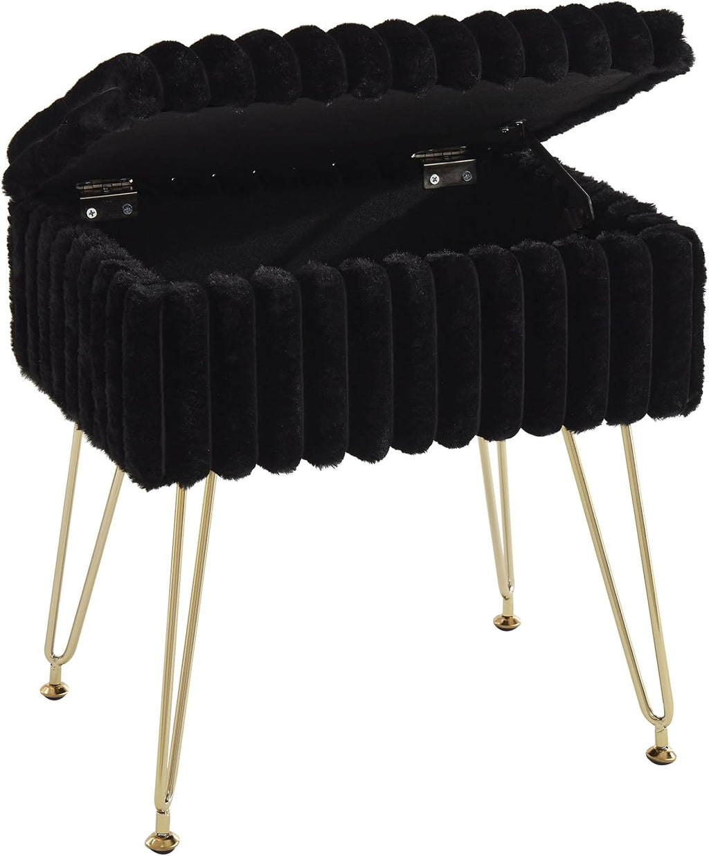 EBENCHICO Vanity Stool Chair with Storage, Faux Fur Stools for Vanity