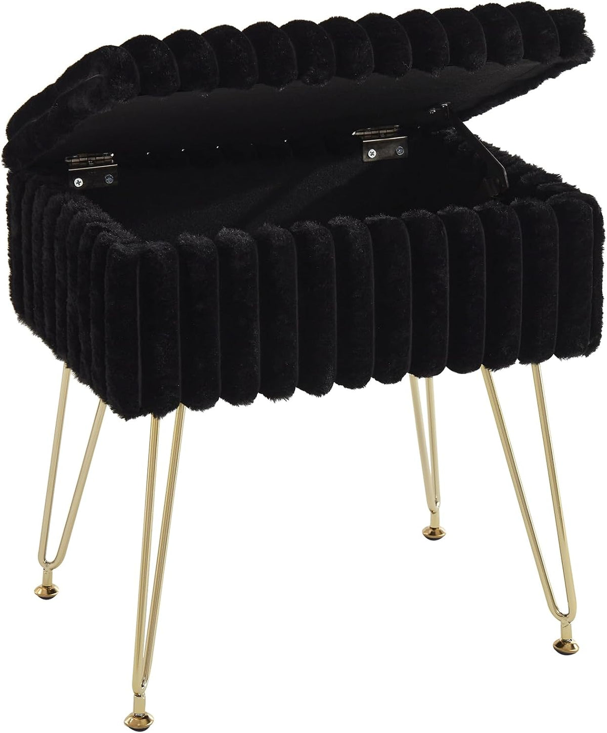 EBENCHICO Vanity Stool Chair with Storage, Faux Fur Stools for Vanity