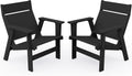 KINGYES Modern Adirondack Chair Set of 2, Slateless Design, Black