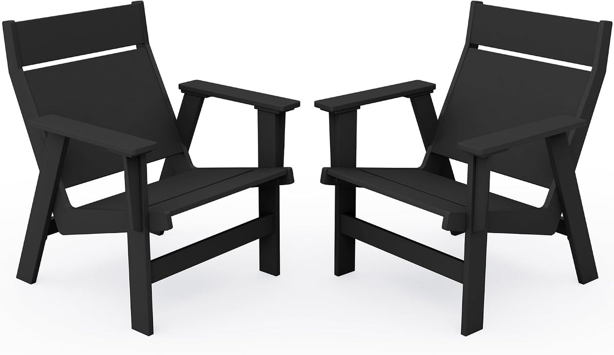 KINGYES Modern Adirondack Chair Set of 2, Slateless Design, Black