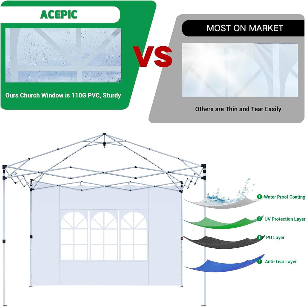 acepic 10x10 church window sidewalls for canopy,gray(3pcs no, side view