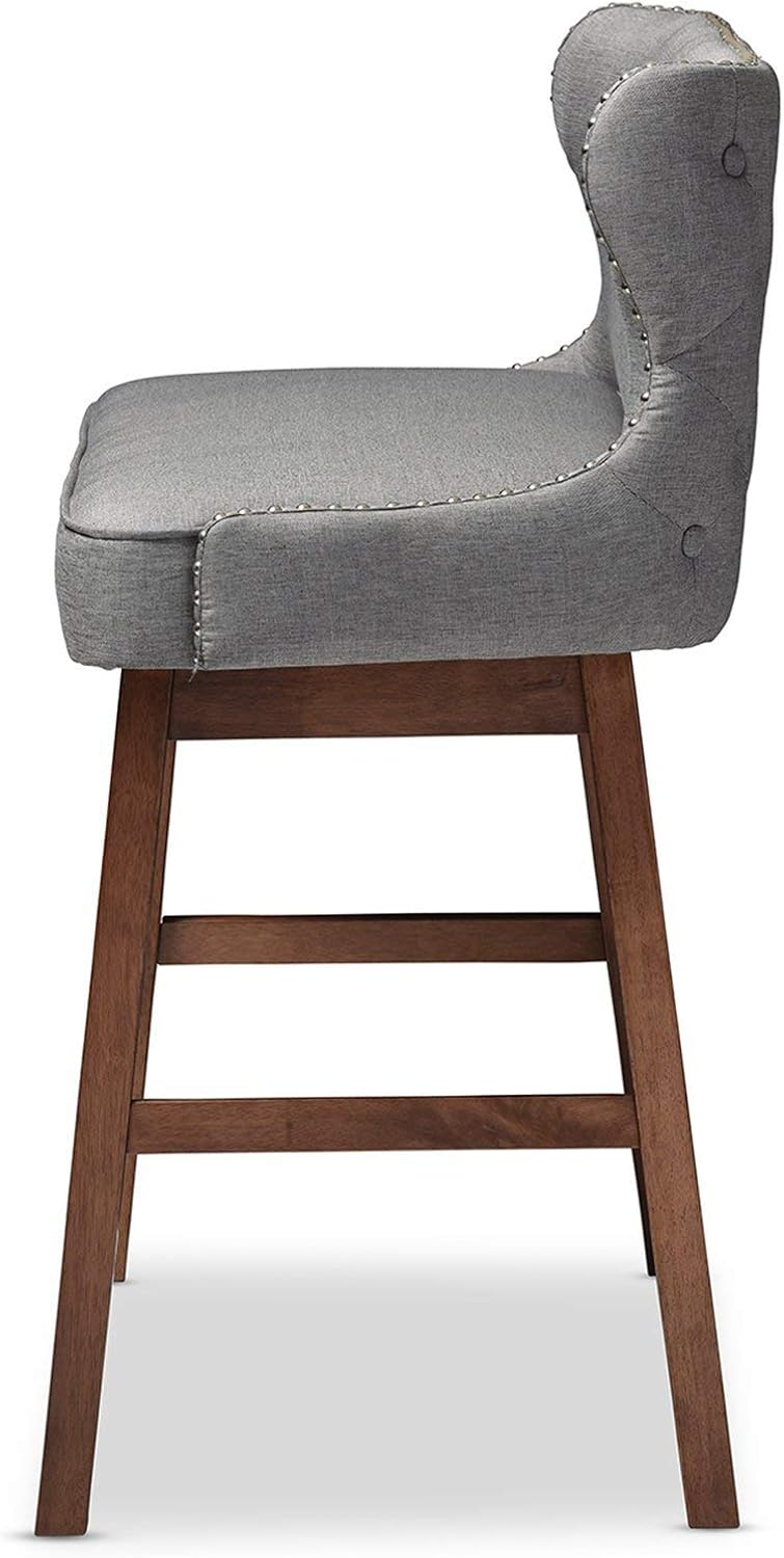 Baxton Studio Gradisca Modern and Contemporary Grey Fabric Button-tufted Upholstered Bar Bench Banquette
