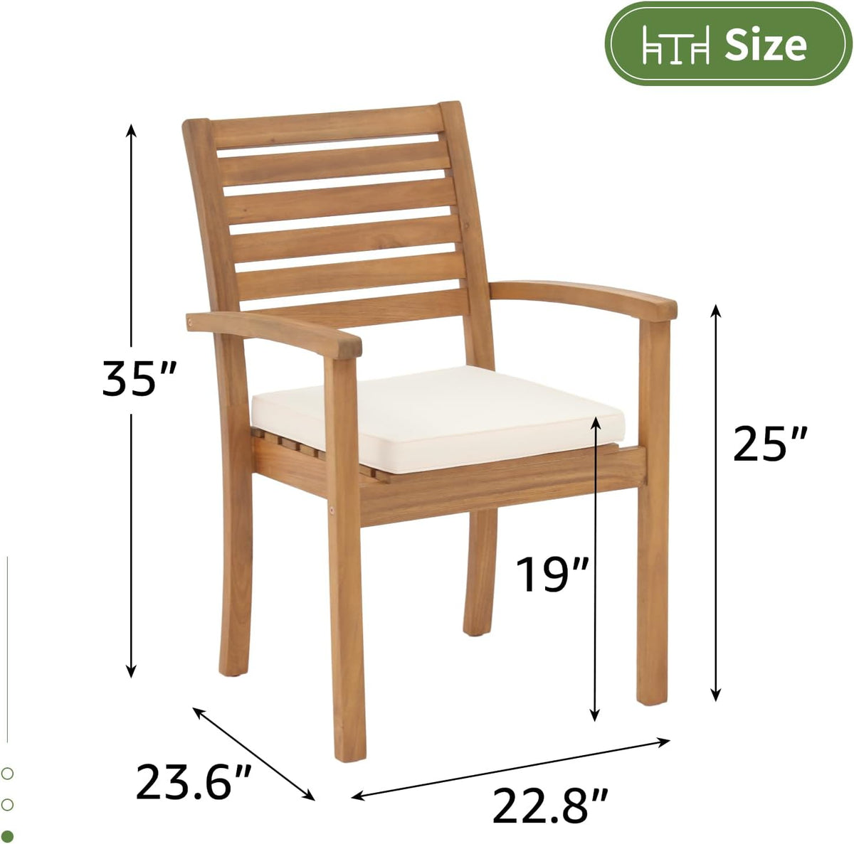 OC Orange-Casual Stackable Patio Dining Chairs Set of 8, Acacia Wood,Beige