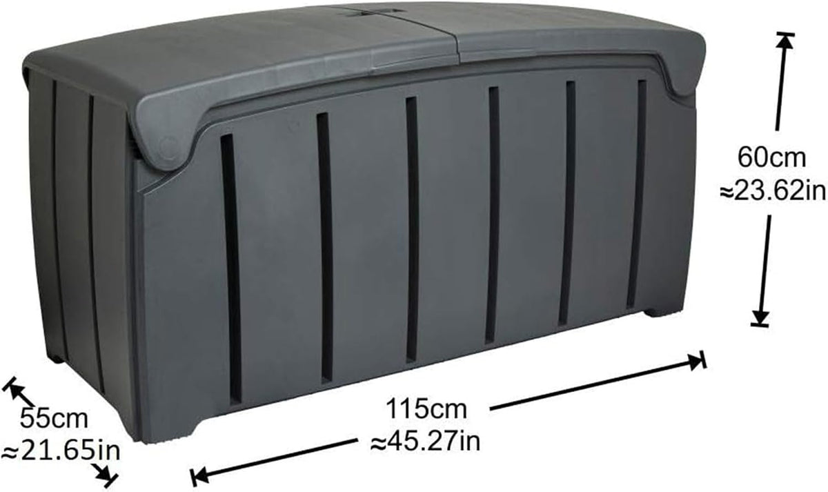 Ward Strata Outdoor Storage Bin, Hinged Lid, Black, 85 Gal