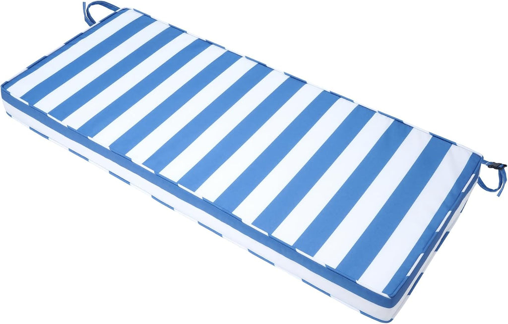 Mrsenloi Outdoor Bench Cushion, 48 x 16 x 3 in, Blue&White, 28D Foam