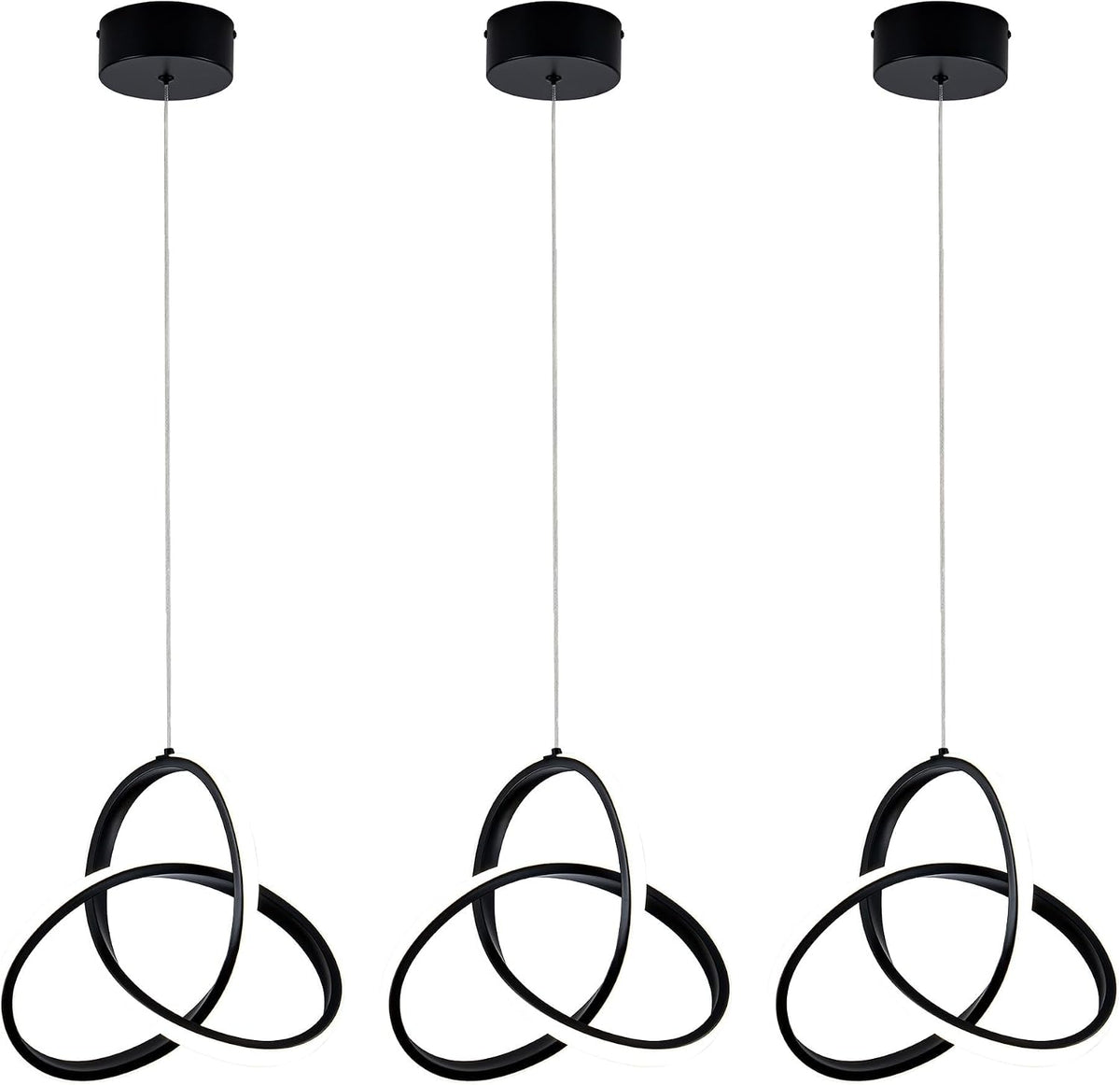 MAYNA Modern Spiral Led Chandelier,Modern Pendant Light 3 Pack (Black)