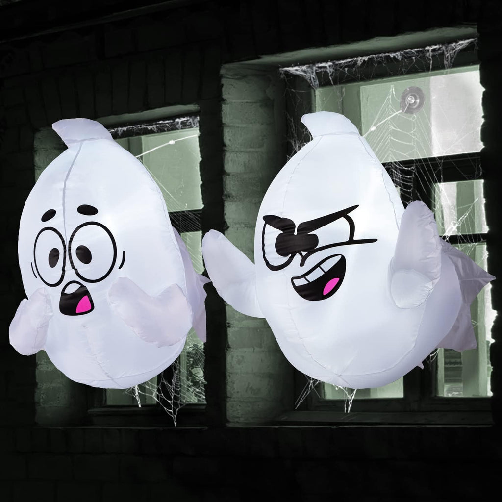 Joiedomi 2 Pack Halloween Inflatable Window Ghost with Build-in LED, 2.6 FT Tall Blow Up Inflatable Scary Flying Ghost Broke Out from Window for Halloween Outdoor, Yard, Garden, Lawn Decoration