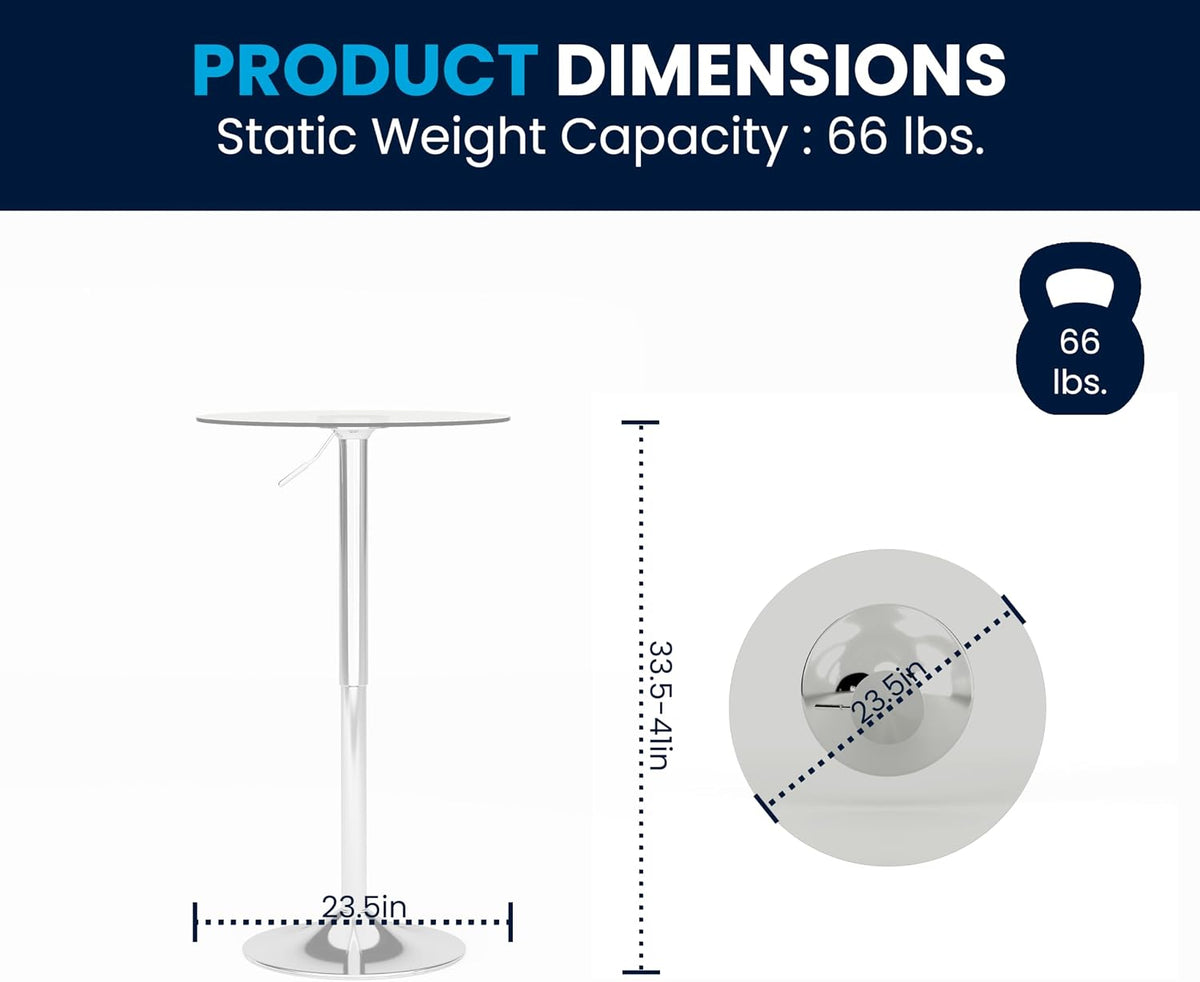 Flash Furniture 23.5 in Glass Adjustable Round Table