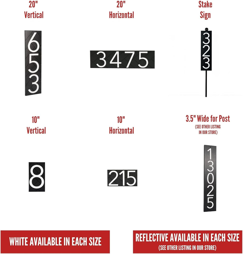 Address Signs for House - Modern Black 20” Horizontal House Number Sign