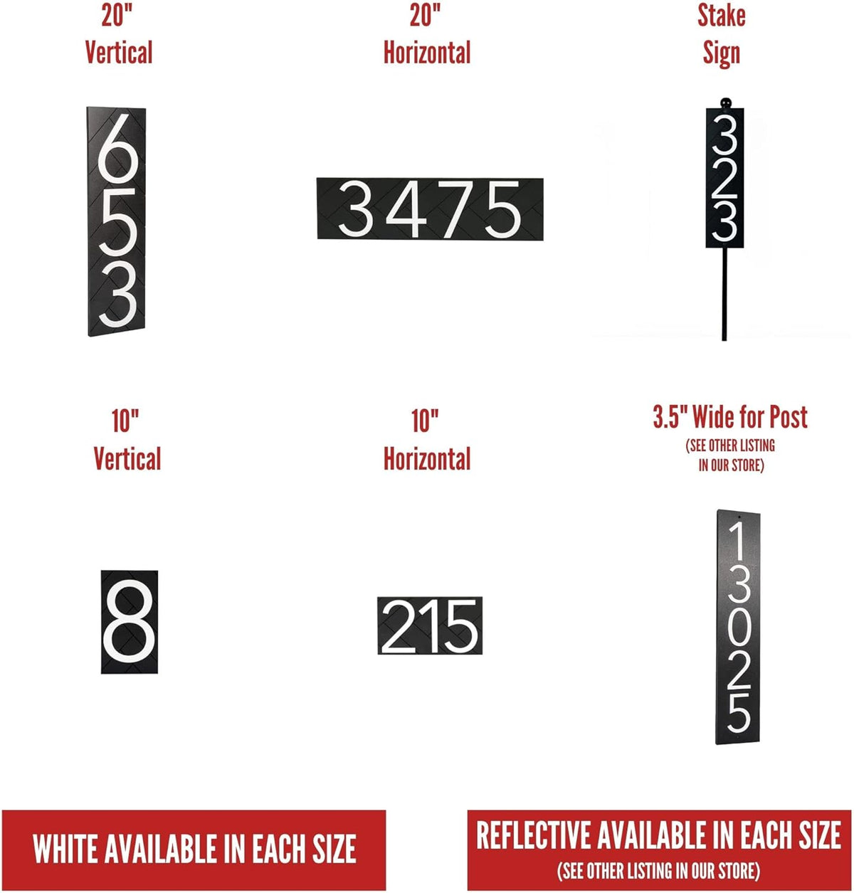 Address Signs for House - Modern Black 20” Horizontal House Number Sign