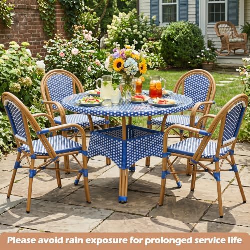 Tangkula Wicker Patio French Bistro Dining Chairs Set of 2