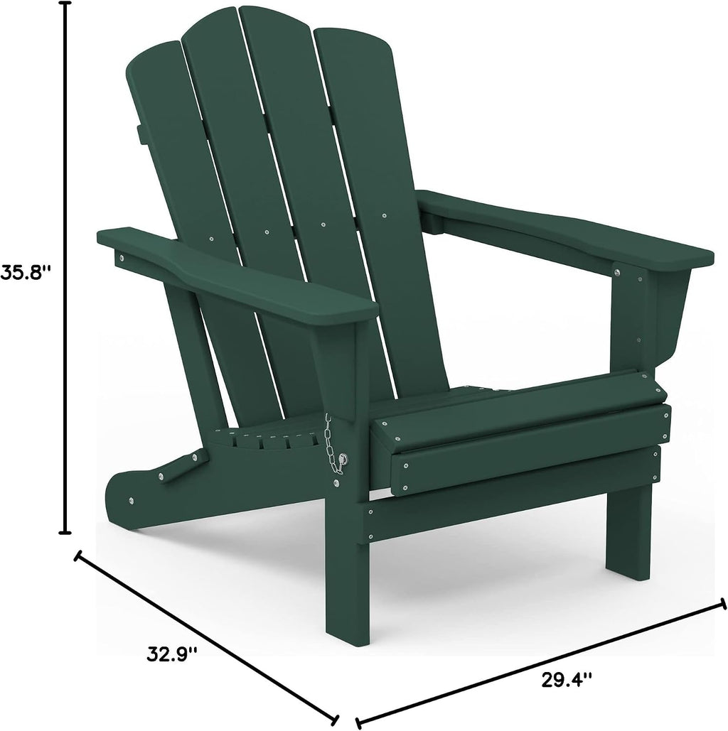 KINGYES Folding Adirondack Chair with Cup Holder, Green