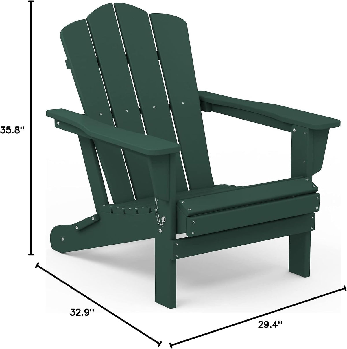 KINGYES Folding Adirondack Chair with Cup Holder, Green