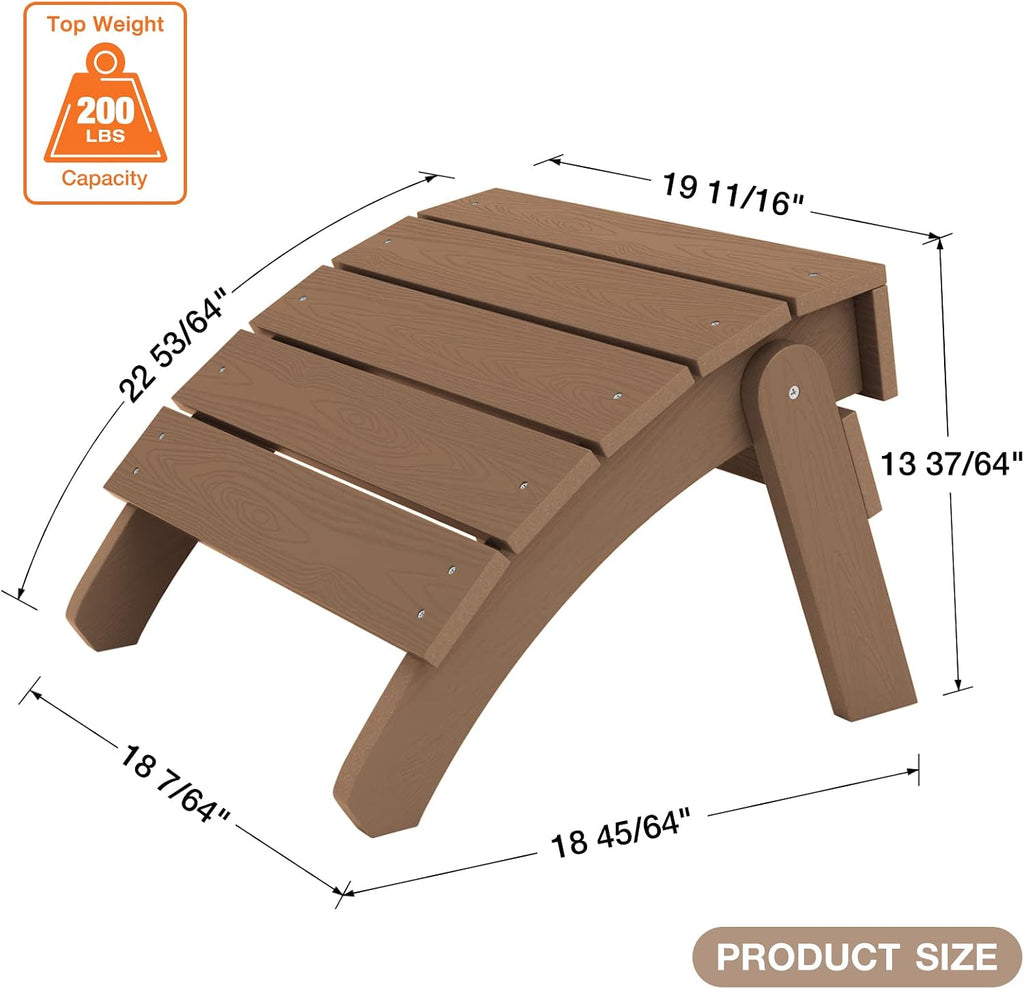 YEFU Folding Adirondack Ottoman Outdoor Set of 2, Teak