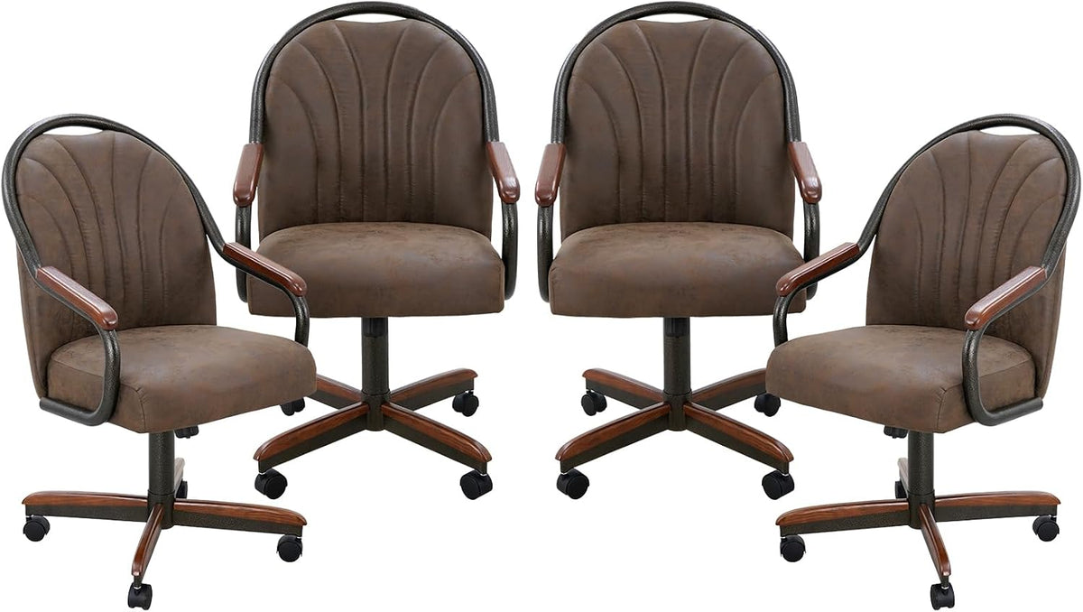Chromcraft Douglas 4pc Swivel Kitchen Dining Chair - Fabric Mocha-Walnut