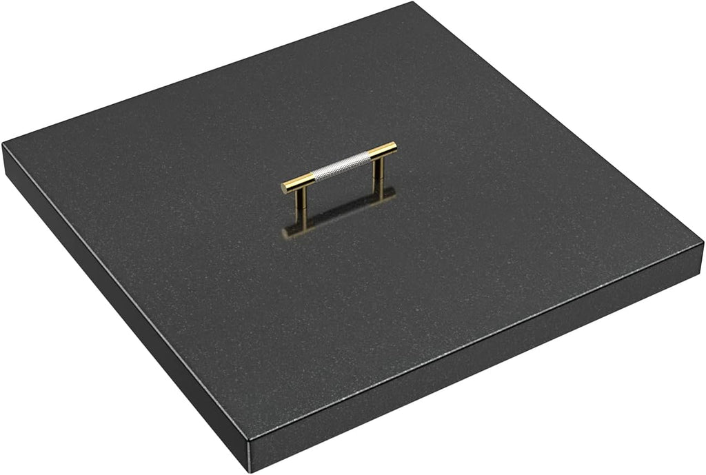 Fire Pit Burner Cover Square for 18 x 18 Inches Linear Drop-in Burner Pan, Fire Pit Lid, Multiple Sizes and Shapes Available,Porcelain-Enameled Steel(21" x 21" Square)