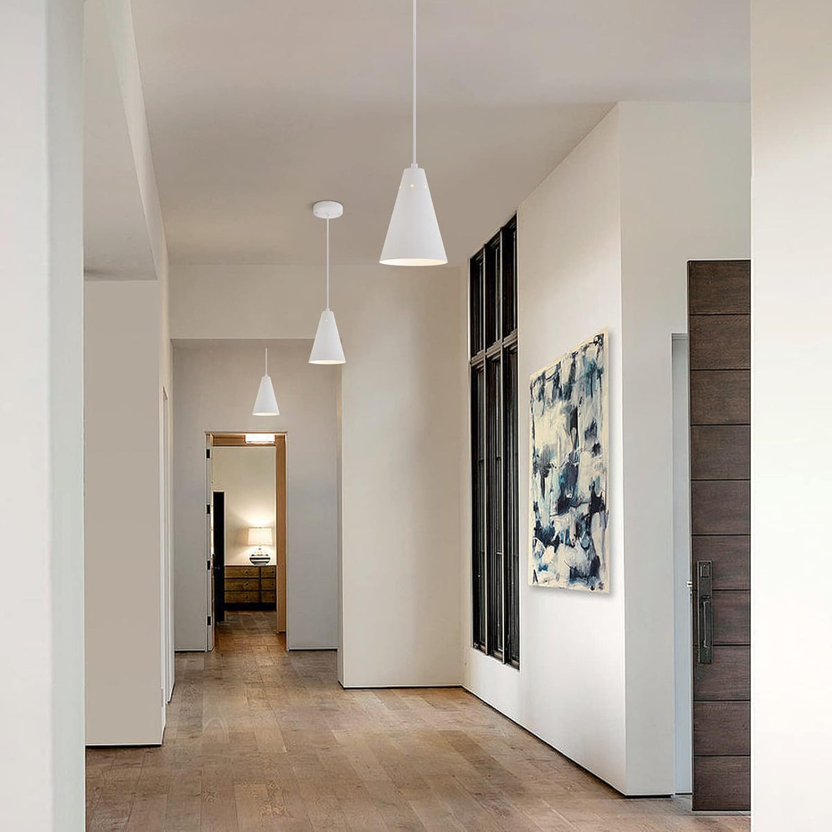 dijiahua white pendant lights kitchen island,dining room light, front angle view