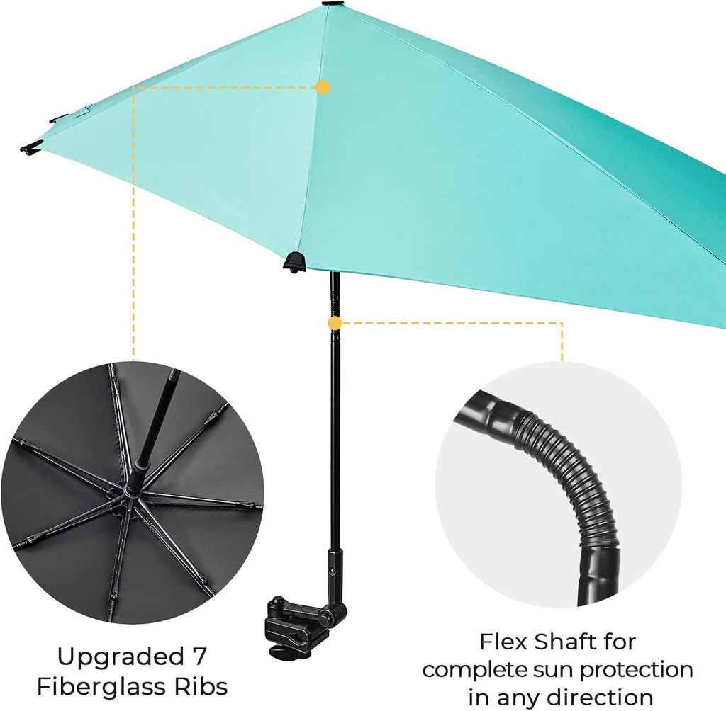 g4free beach chair umbrella with universal clamp upf showing dimensions