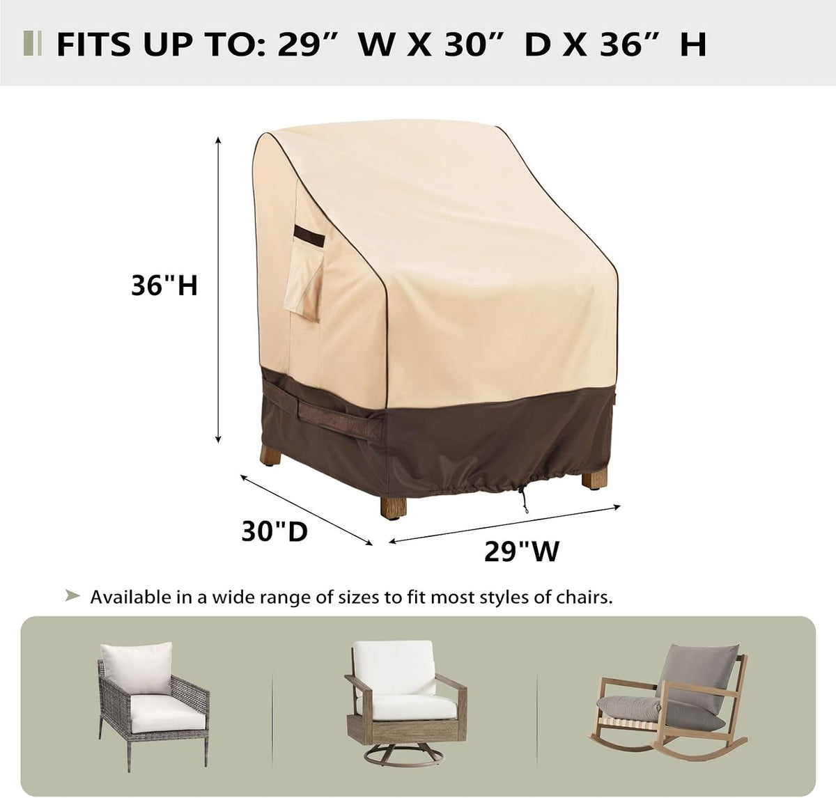 KylinLucky Outdoor Patio chair Covers 29 x 30 x 36 inch 2 Pack Waterproof