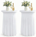 ArtSocket Cocktail Table Covers, Ruffle Skirt, 2-Pack, Spandex White