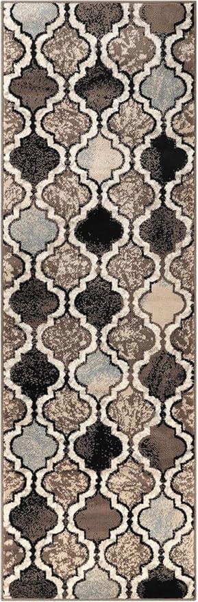 SUPERIOR Indoor Runner Rugs, Modern Area Rug, 2'7"x10', Ivory Z