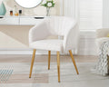 KCC Velvet Desk Chair Upholstered Tufted Chairs Dining Chairs 1 PC & Cream