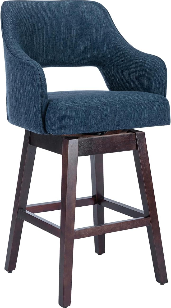 Kmax Single Swivel Counter Height Bar Stool, Blue Linen