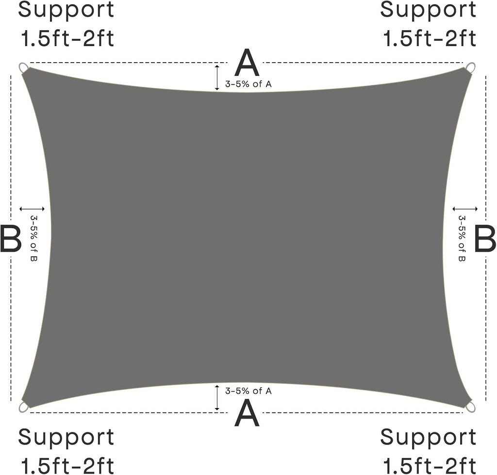 Sun Shade Sail, 16'x20' 95% UV Block Outdoor Canopy Dark Gray
