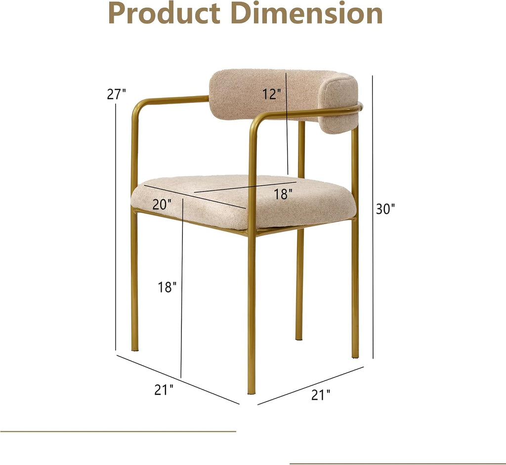 boucle dining chairs set of 6, gold metal on a desk or shelf