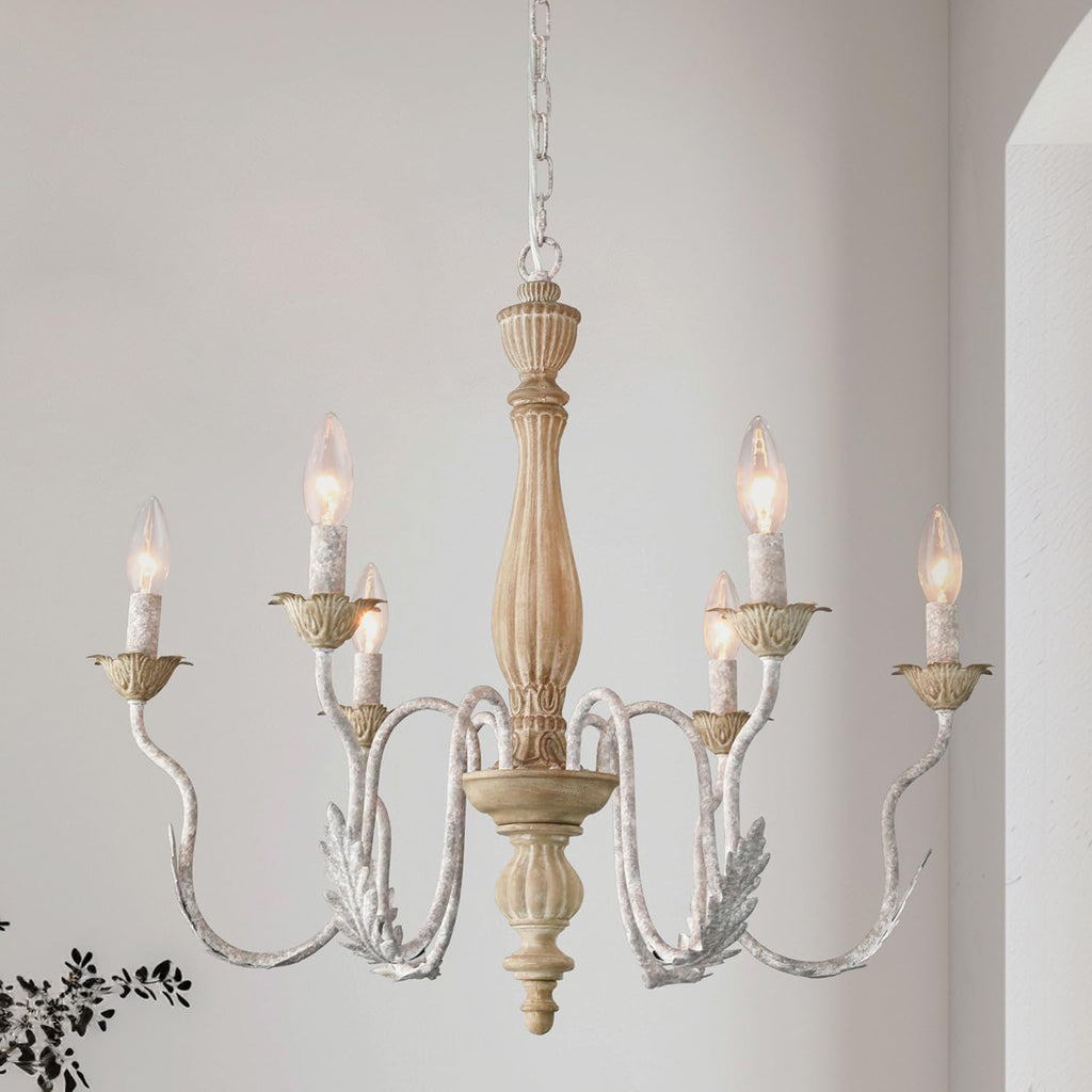 6-Light French Country Chandelier for Dining Room