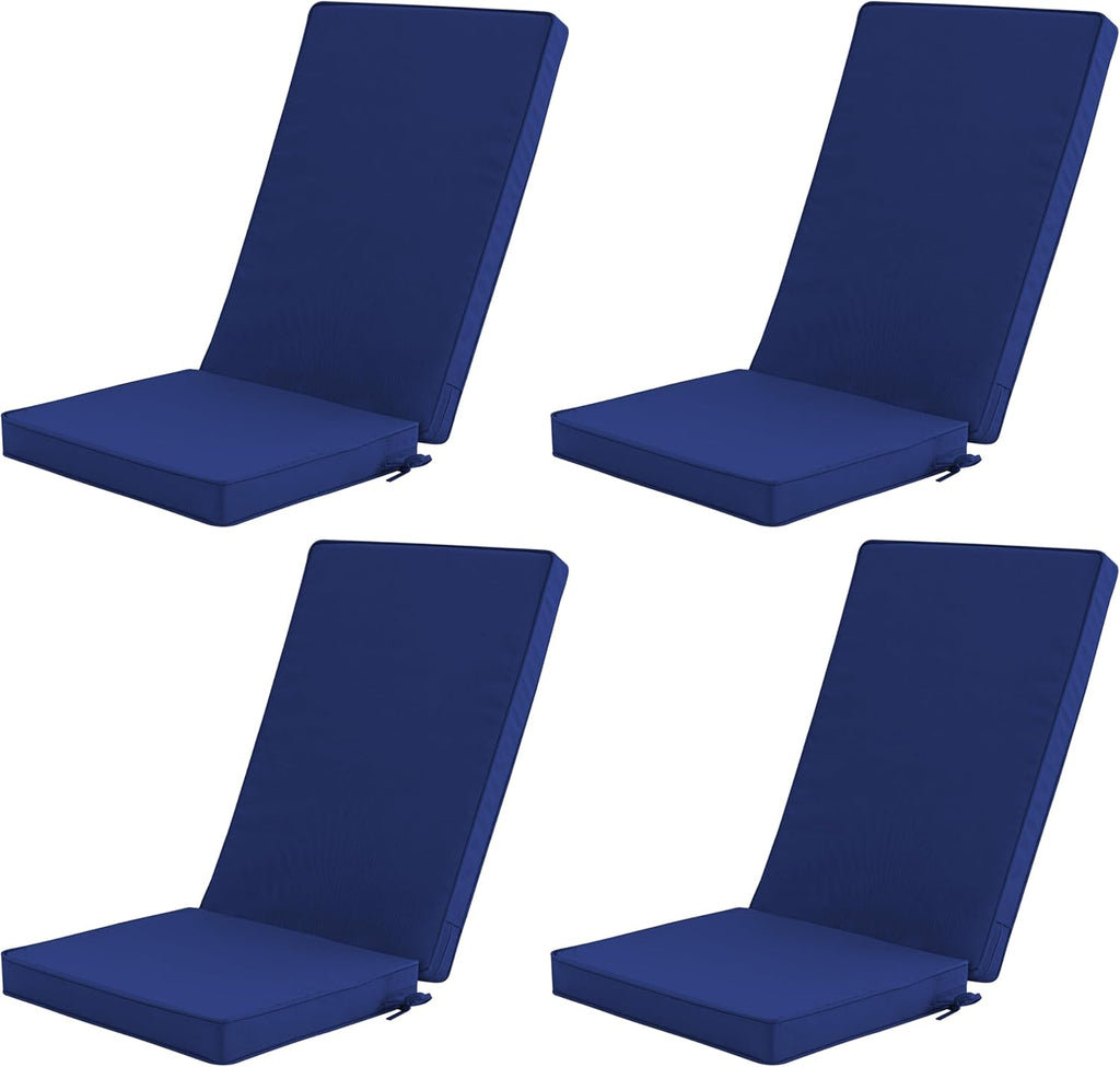 Outdoor Adirondack Chair Cushions Set of 4 - Removable Covers, Water-Repellent, Fade-Resistant, Non-Slip Bottom & Securing Straps, Universal Fit for Most Adirondack & Rocking Chairs - Navy
