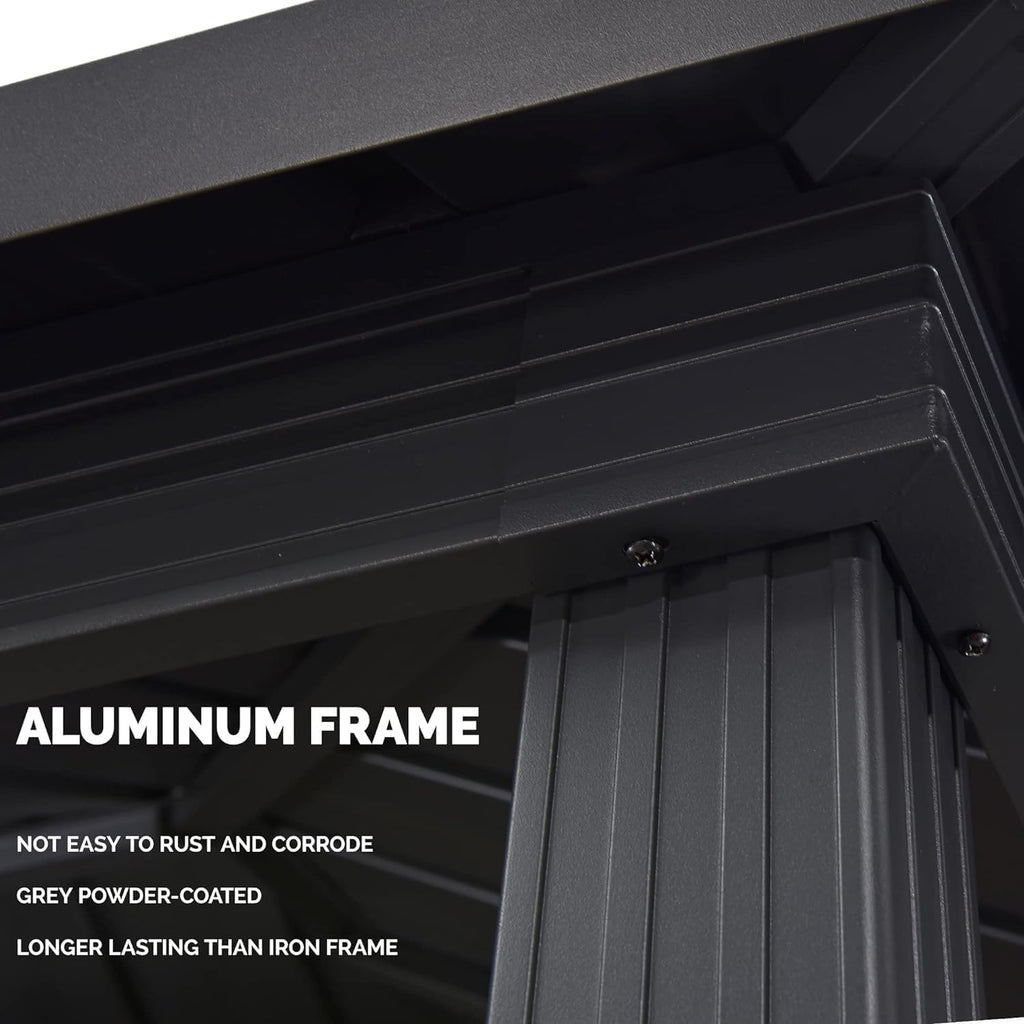 PURPLE LEAF Hardtop Grill Gazebo 6' x 8' Aluminum Frame Double Tier, Gray