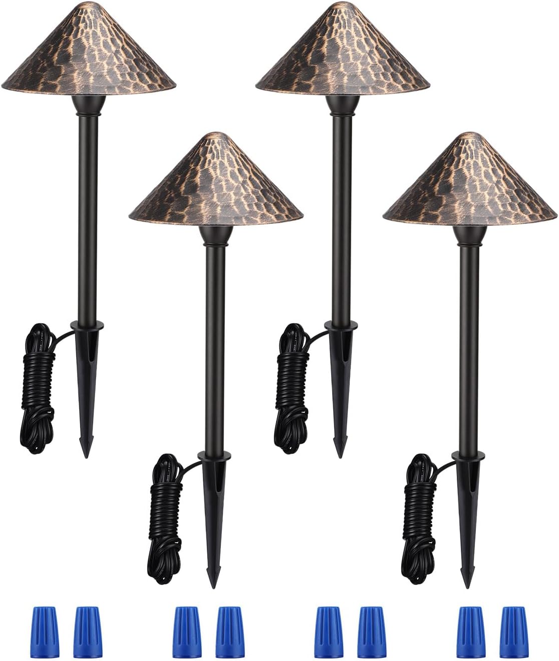 LEONLITE 4-Pack 3000K Low Voltage LED Path Light Vintage Golden Texture