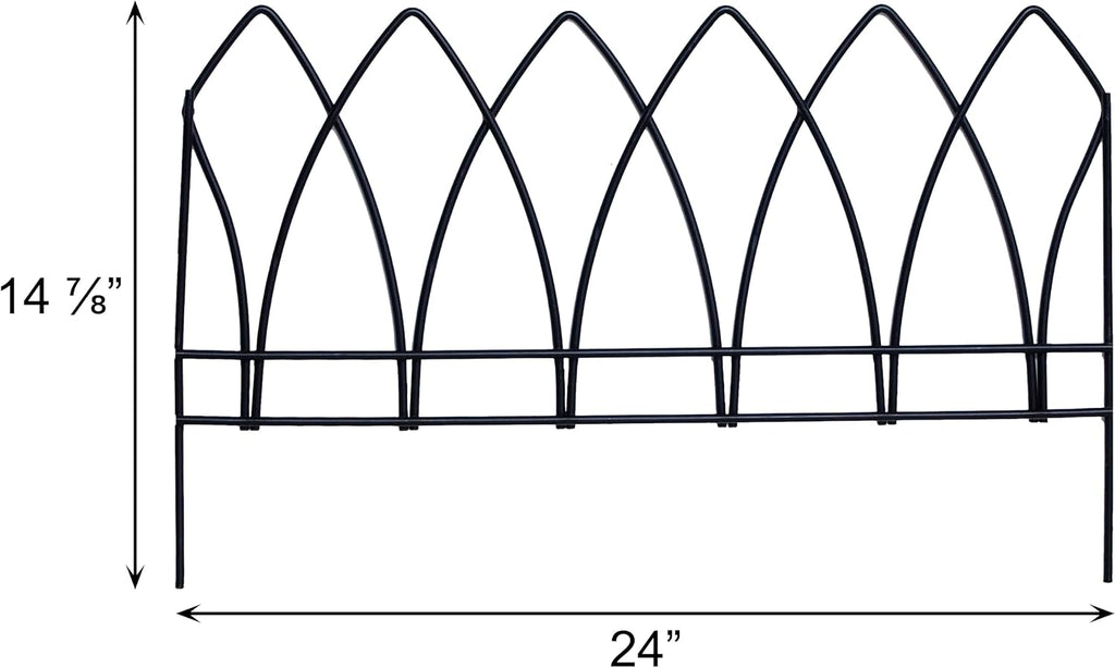 Panacea 89523 Gothic Arch Border Fence, Black, 15" H, Pack of 12