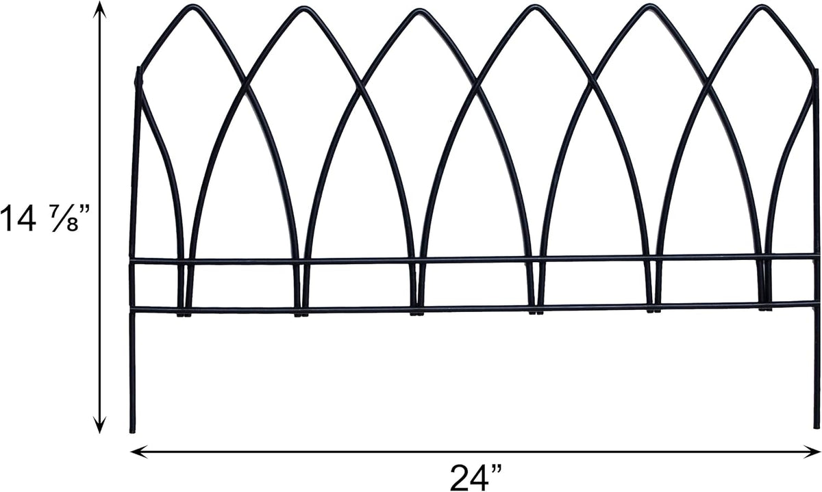 Panacea 89523 Gothic Arch Border Fence, Black, 15" H, Pack of 12