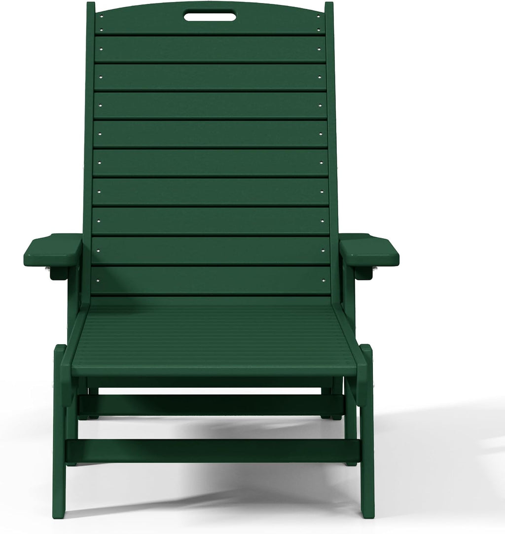 HDPE Laguna Poly Reclining Chaise Lounge, Dark Green