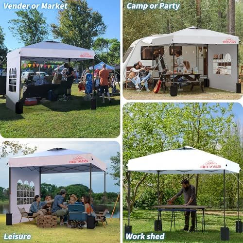 10x10 Pop Up Canopy Tent with 3 Sidewalls, White