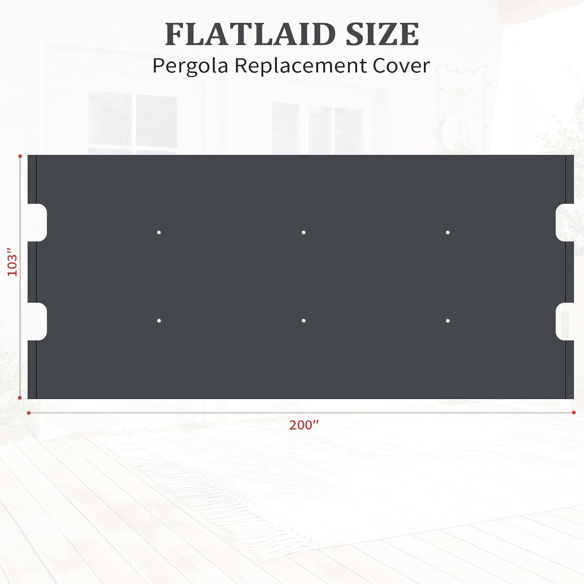 slashome 200 x 103 pergola replacement canopy, fits, close-up detail
