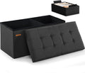 HAUSFRAU Ottoman with Storage Bench Folding Foot Rest Stool Linen Gray