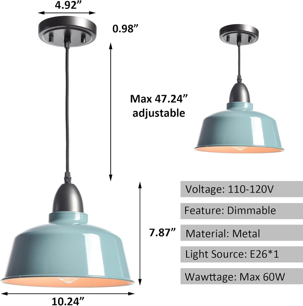 modern farmhouse blue pendant light, macaron dome, package contents
